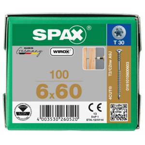Afstandsschroef SPAX 6.0 x 60 T30 /100st Wirox (0161010600603)