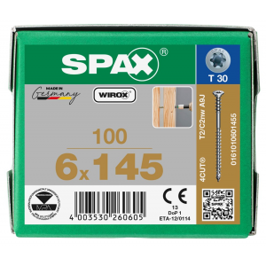 Afstandsschroef SPAX 6.0 x145 T30 /100st Wirox (0161010601455)