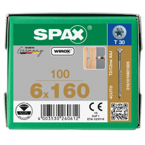 Afstandsschroef SPAX 6.0 x160 T30 /100st Wirox (0161010601605)