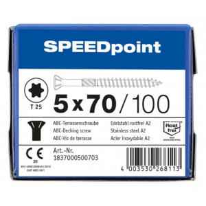 Terrasschroef SPEEDpoint 5.0 x 70 /100st Inox A2 T25