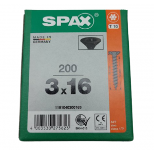 SPS SPAX 3.0 x 16 T10 zwart /200st (1191040300163)