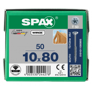 Constructieschroef SPAX VK 10 x 80 T50 /1st Wirox