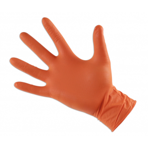 Handschoen wegwerp Grippaz oranje 9/L /50st (25 paar)