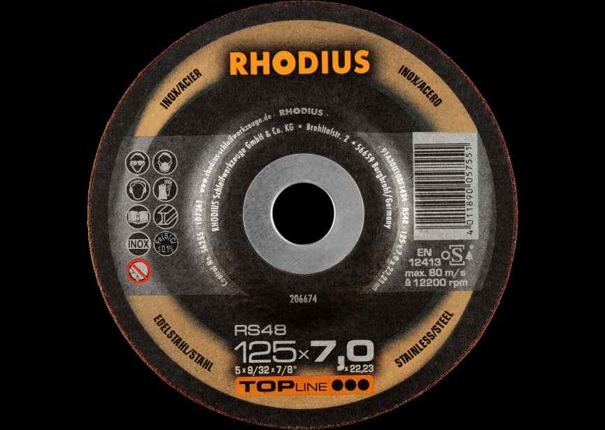 Slijpschijf inox 125x7.0mm RS48 Rhodius (206674)