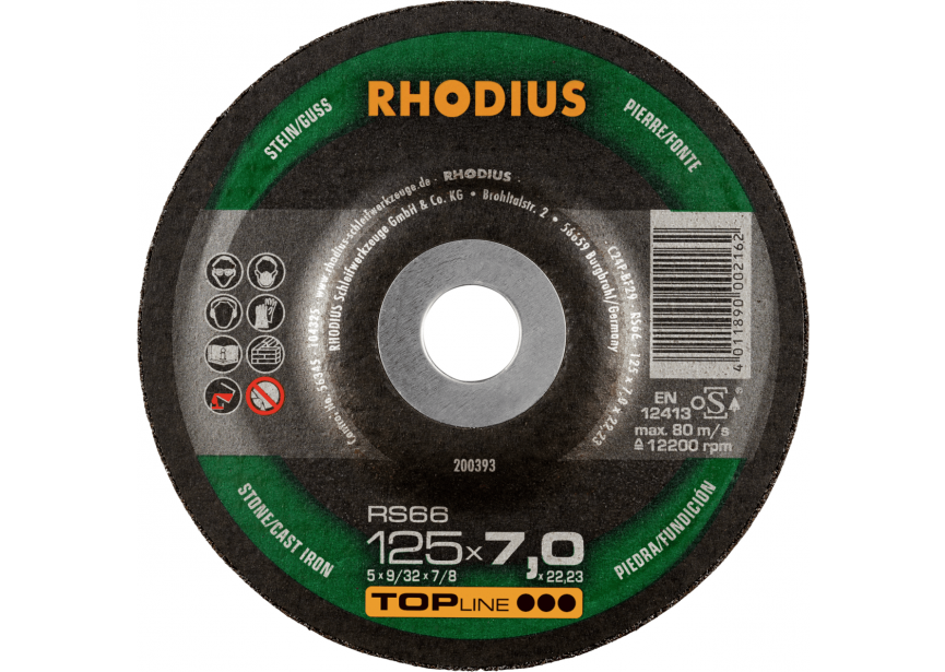 Slijpschijf steen 125x7.0mm RS66 Rhodius (200393)