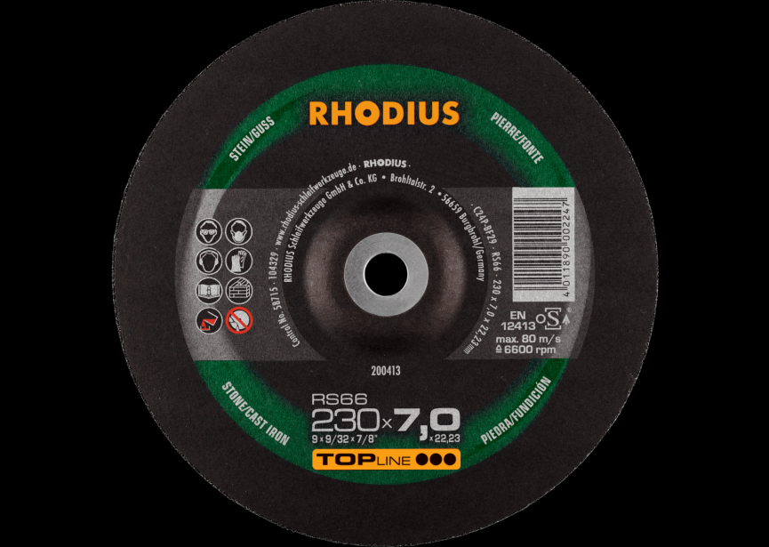 Slijpschijf steen 230x7.0mm RS66 Rhodius (200413)