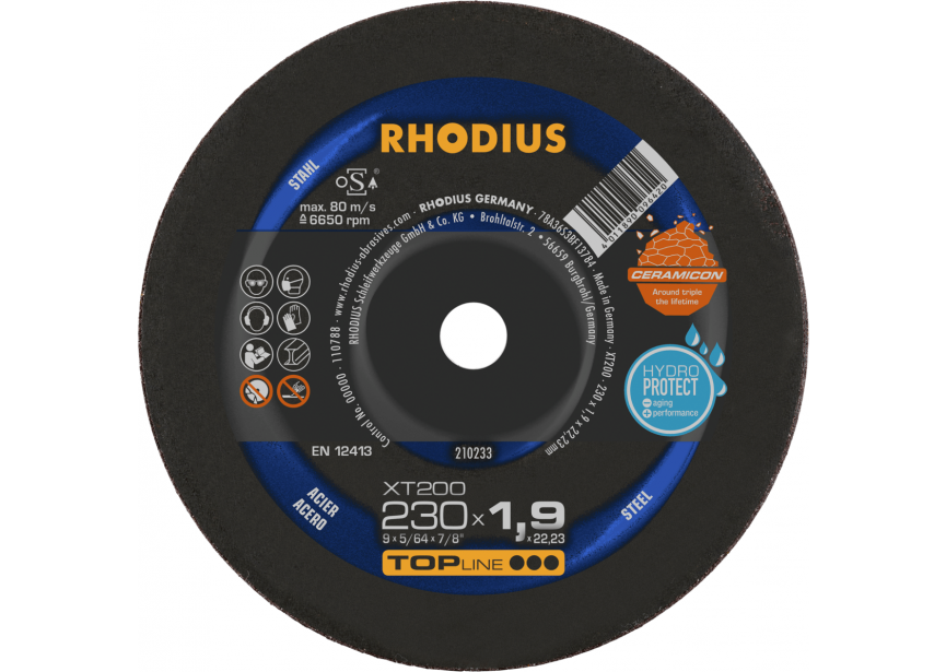 Snijschijf ijzer 230x1.9mm XT200 Rhodius (210233)