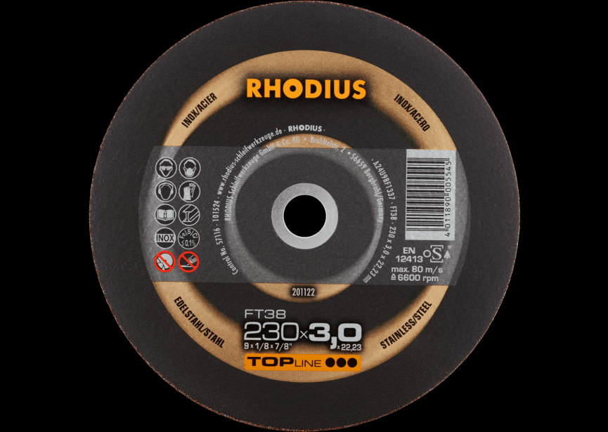 Snijschijf inox 230x3.0mm FT38 Rhodius (201122)