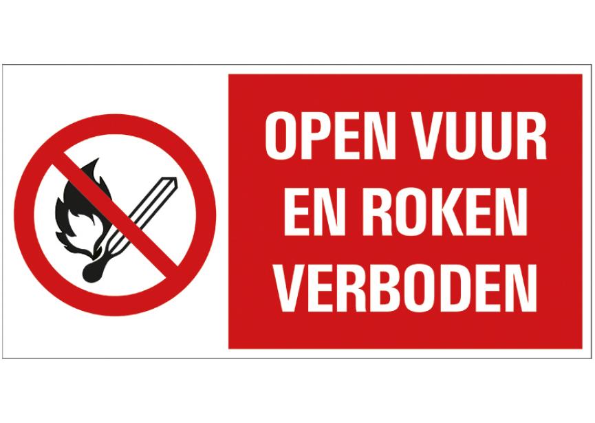 Sign.bord vuur/roken verboden+picto 150x300