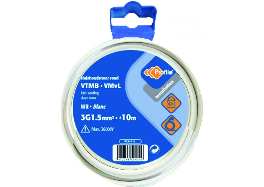 Kabel VTMB 3G1.5 wit /10m Blister (H05VV-F)