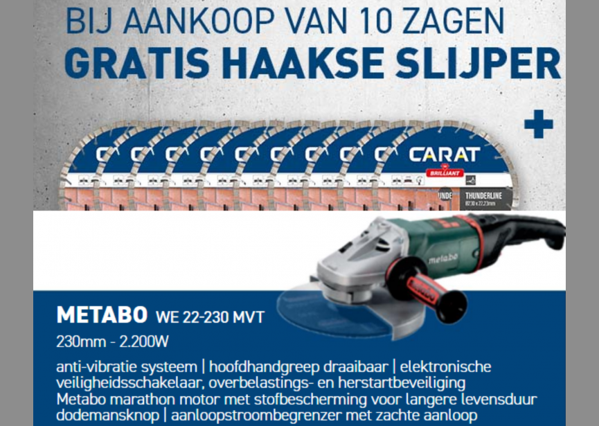 Promopack CARAT 10x CEB Ø230 Thunderline + Metabo WE 22-230 MVT haakse slijper