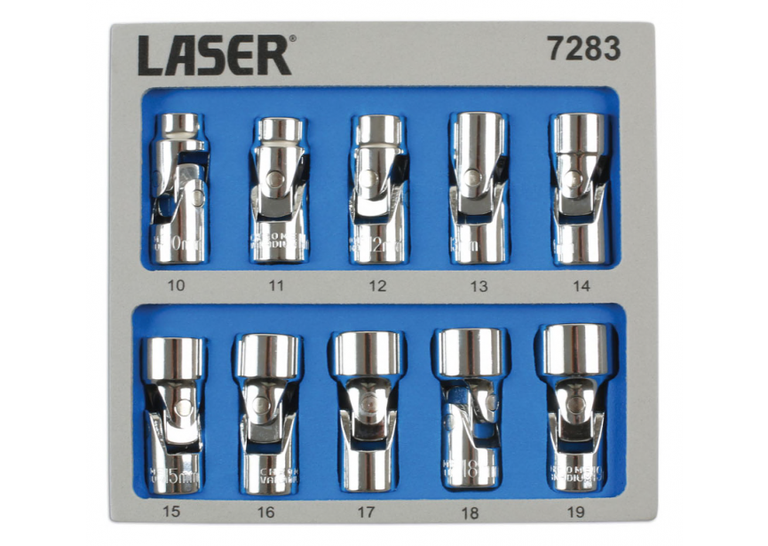 Doppenset 3/8 cardan 10dlg LA7283 Laser Tools (10-19mm 6-kant)