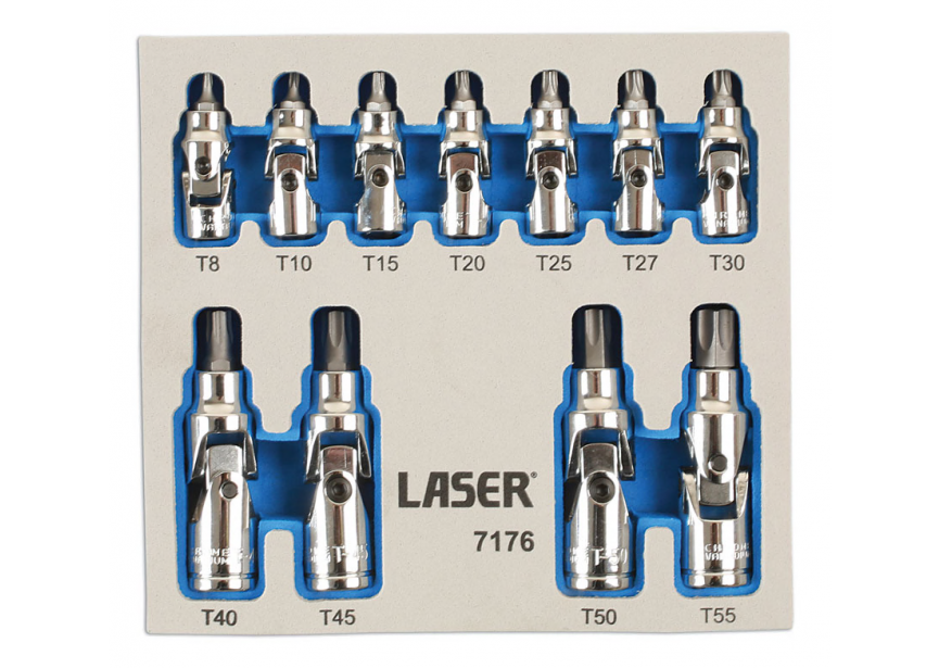Bit-dopset Torx-BO cardan 11dlg LA7176 Laser Tools (1/4-3/8 - T8-T55)