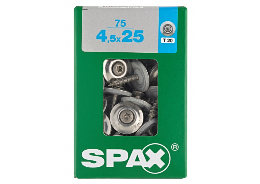 SPS SPAX waterdicht 4.5 x 25 T20 /75st inox A2 (4577000450257)