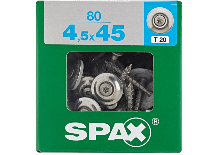 SPS SPAX waterdicht 4.5 x 45 T20 /80st inox A2 (4577000450456)