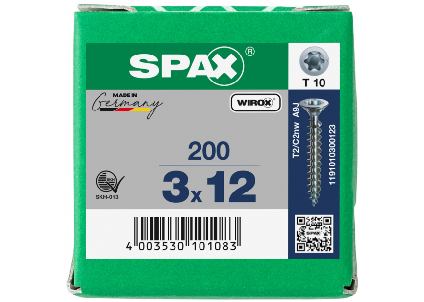 SPS SPAX 3.0 x 12 T10 Wirox /200st (1191010300123)