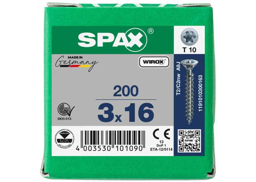 SPS SPAX 3.0 x 16 T10 Wirox /200st (1191010300163)