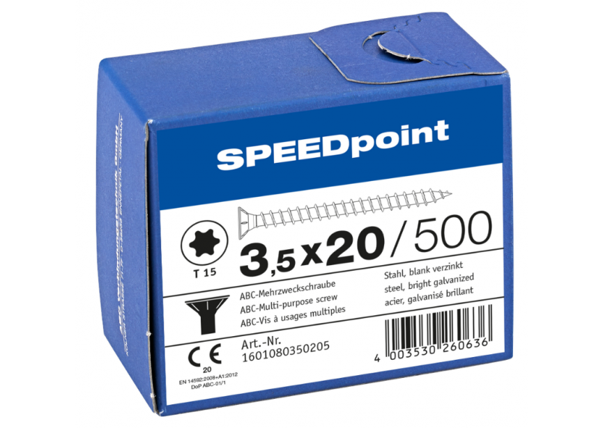 SPS SPEEDpoint 3.5 x 20 T15 Zn /500st voldraad