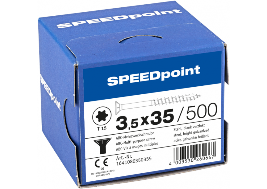 SPS SPEEDpoint 3.5 x 35 T15 Zn /500st gedeeltelijk schroefdraad