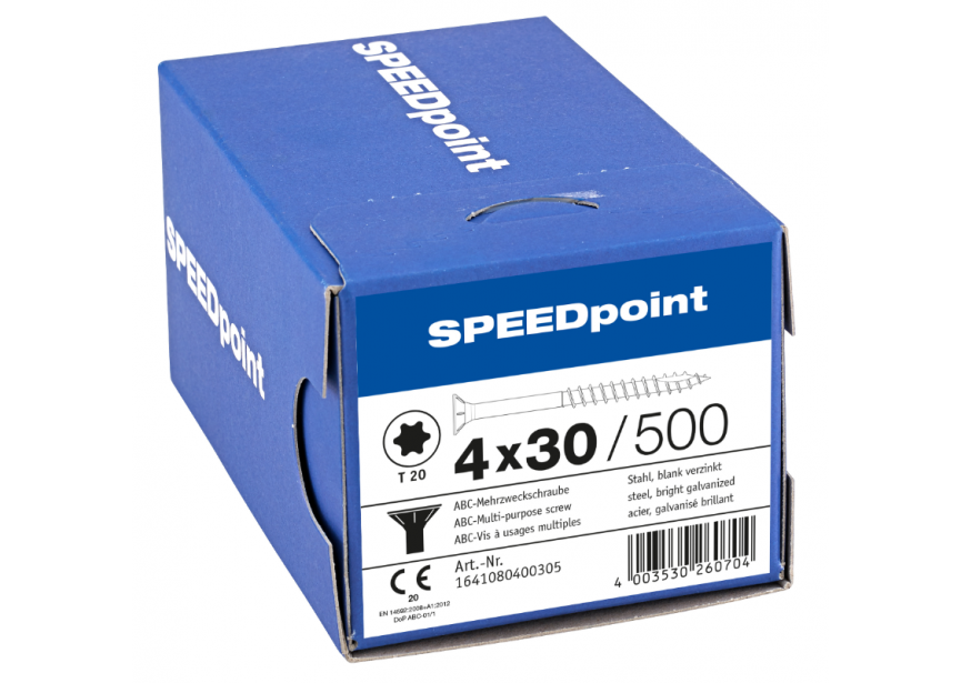 SPS SPEEDpoint 4.0 x 30 T20 Zn /500st gedeeltelijk schroefdraad