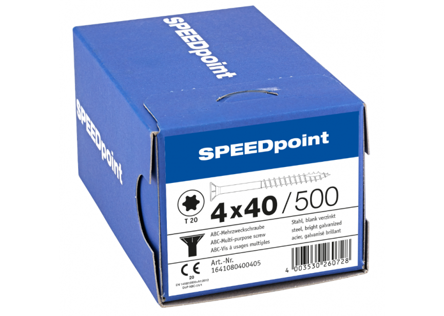 SPS SPEEDpoint 4.0 x 40 T20 Zn /500st gedeeltelijk schroefdraad
