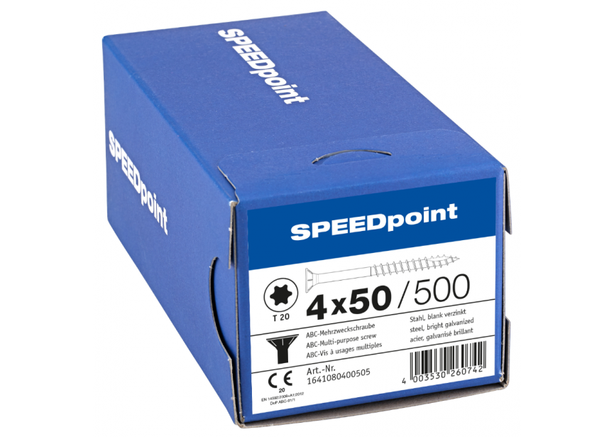 SPS SPEEDpoint 4.0 x 50 T20 Zn /500st gedeeltelijk schroefdraad