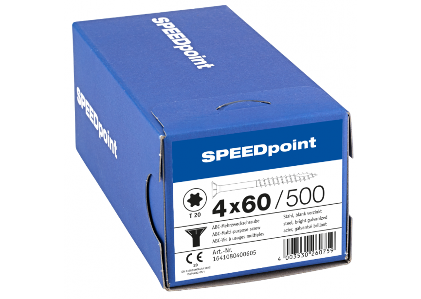 SPS SPEEDpoint 4.0 x 60 T20 Zn /500st gedeeltelijk schroefdraad