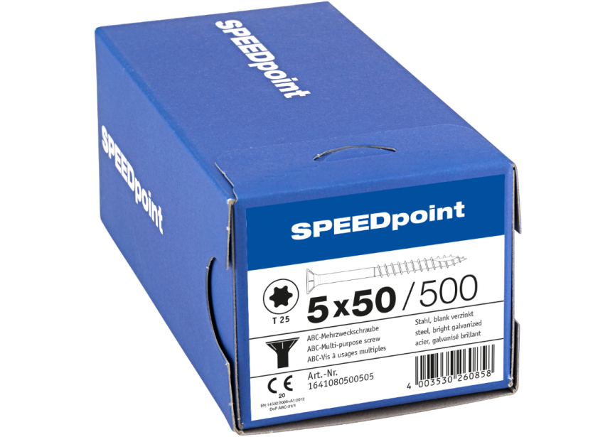 SPS SPEEDpoint 5.0 x 50 T25 Zn /500st gedeeltelijk schroefdraad