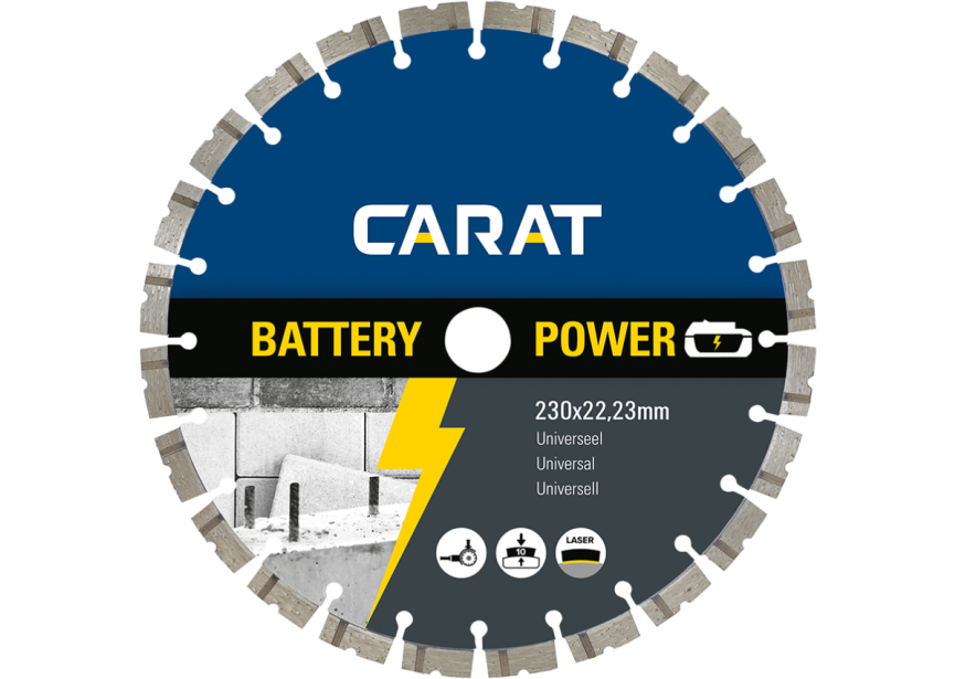 Diamantschijf Battery power Ø230x22.23 CBP universeel CARAT