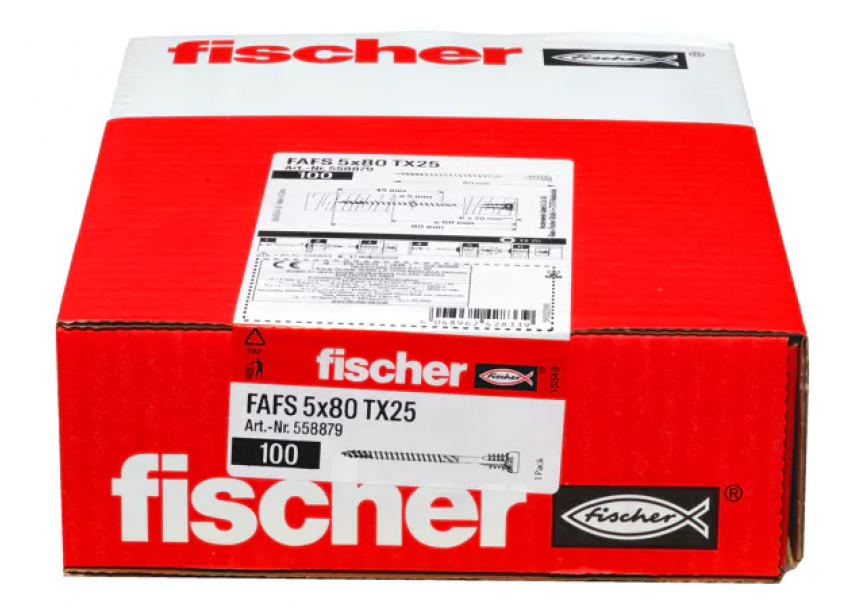 Afstandsschroef FAFS 5.0 x 80 TX25 /st Fischer (558879)