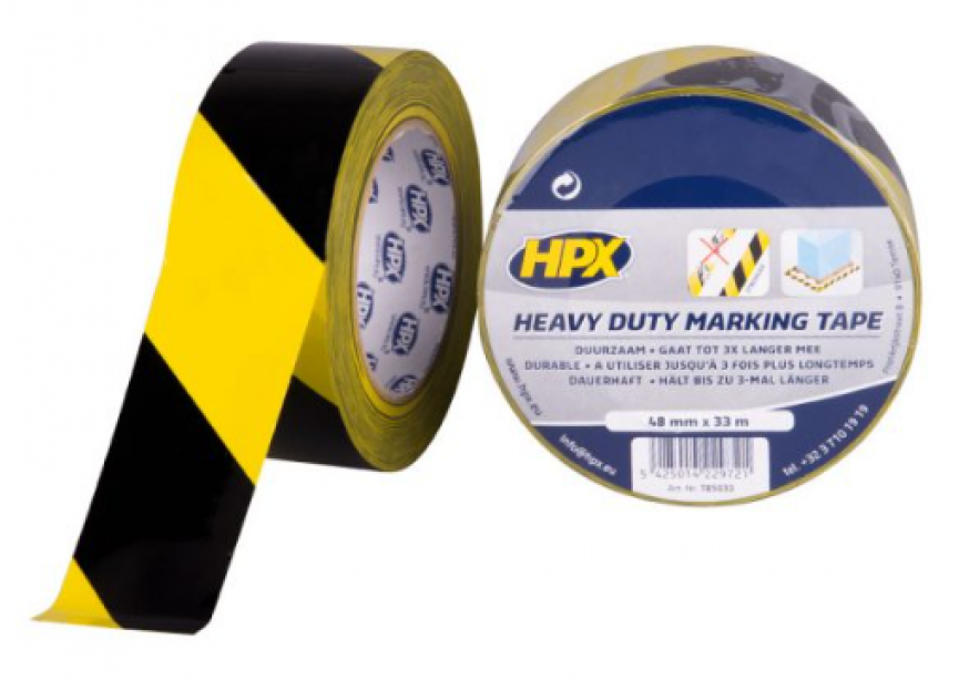 Signalisatietape Heavy Duty 48mmx33m geel/zwart HPX