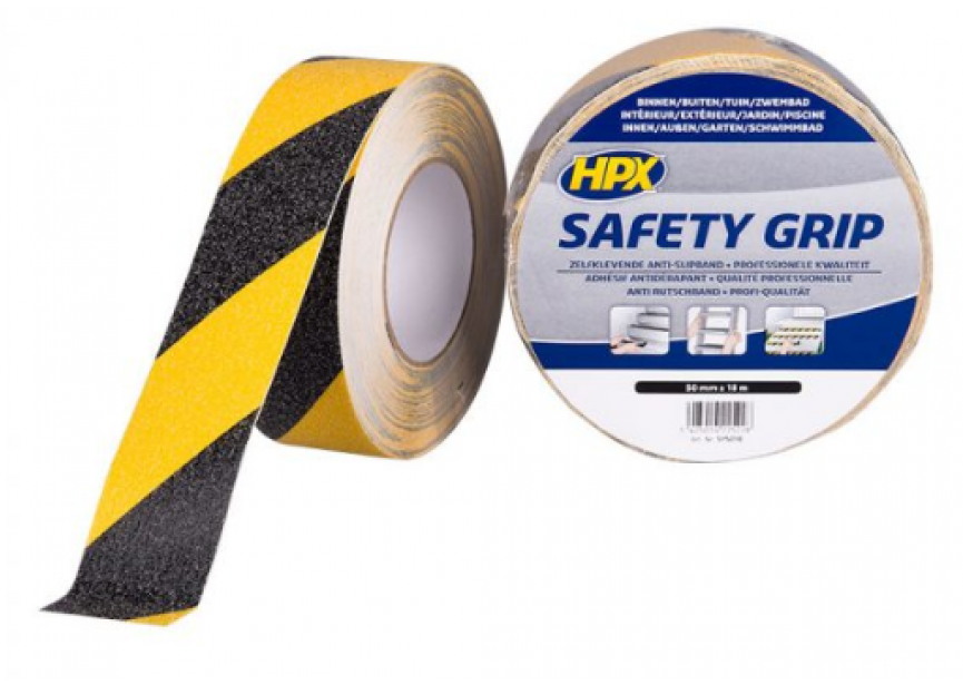 Anti-slip tape geel/zwart 50mmx18m HPX 