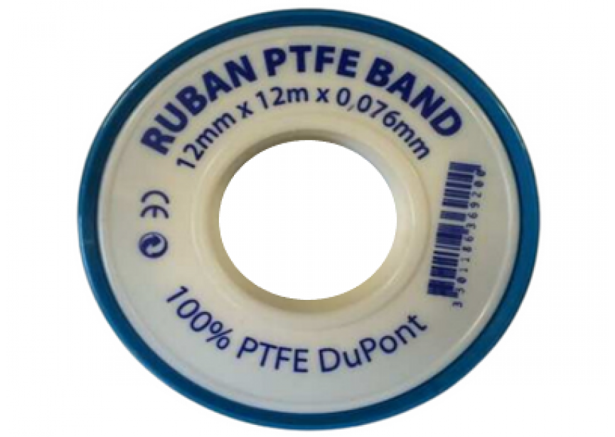 Teflon PTFE tape standard 0.076x12mmx12m (water/lucht/koolwaterstoffen)