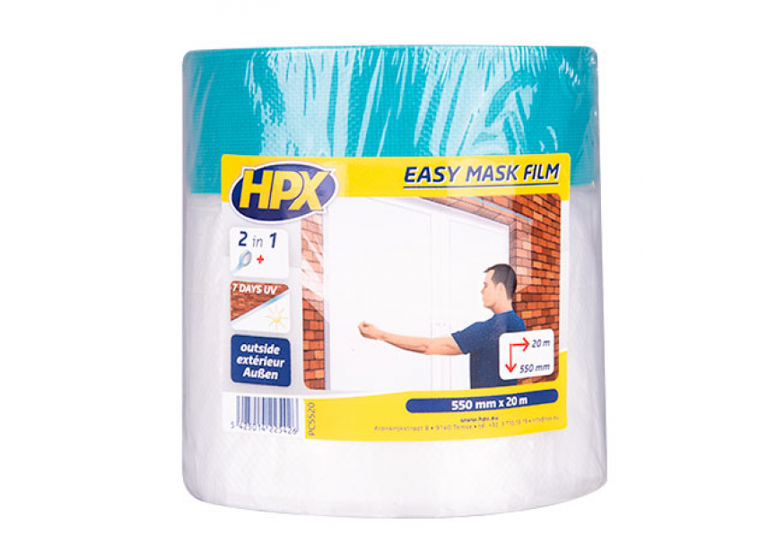 Afdekfolie + tape HPX Outdoor  550mmx20m Easy Mask PC5520