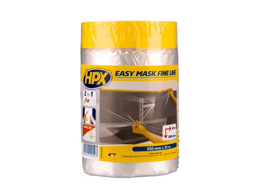 Afdekfolie + tape HPX Gold  550mmx33m Easy Mask Fine Line EM5533