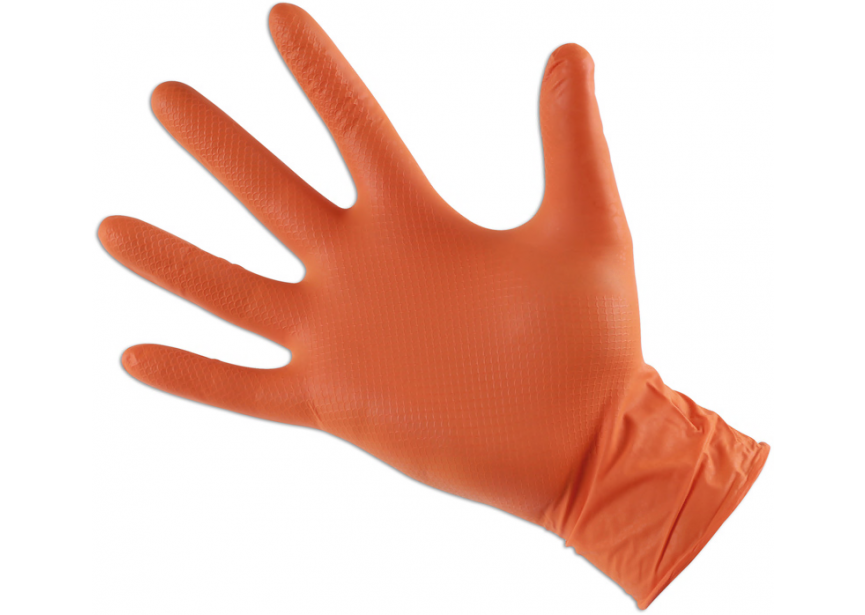 Handschoen wegwerp Grippaz oranje 8/M /50st (25 paar)