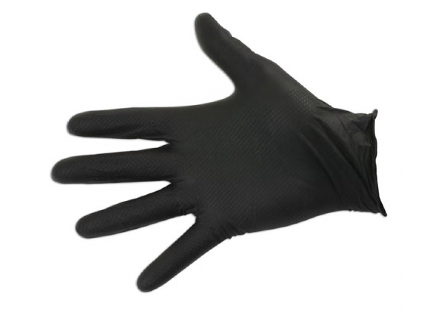 Handschoen wegwerp Grippaz zwart 8/M /50st (25 paar)