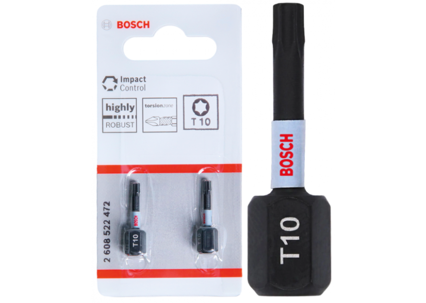 Bit impact T10 x 25mm /2st Bosch (2.608.522.472)
