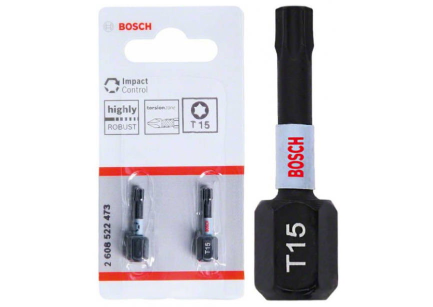 Bit impact T15 x 25mm /2st Bosch (2.608.522.473)