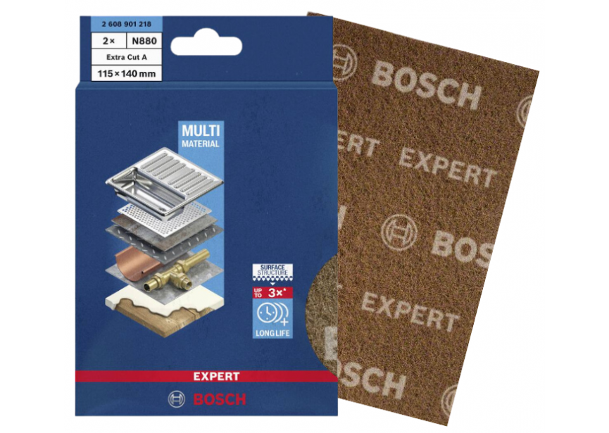 Schuurvlies Bosch 115x140mm grof /2st (2.608.901.218) Expert N880 bruin