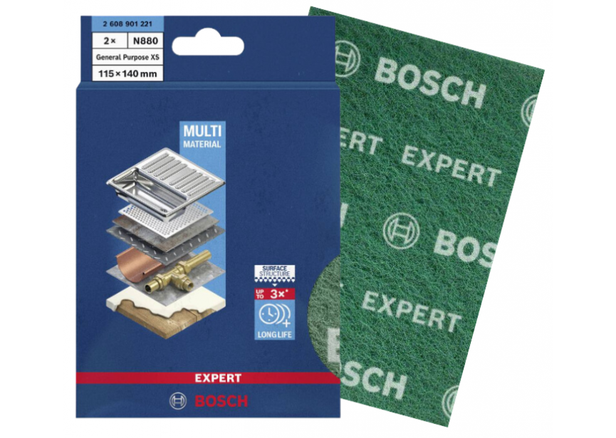 Schuurvlies Bosch 115x140mm zeer fijn /2st (2.608.901.221) Expert N880 groen