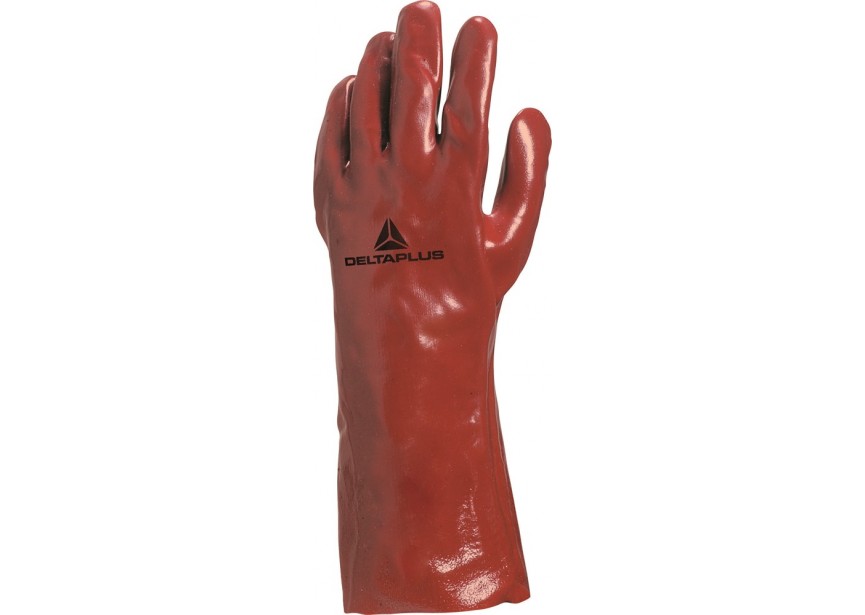 Handschoen PVC Petro rood 35cm mt 10 