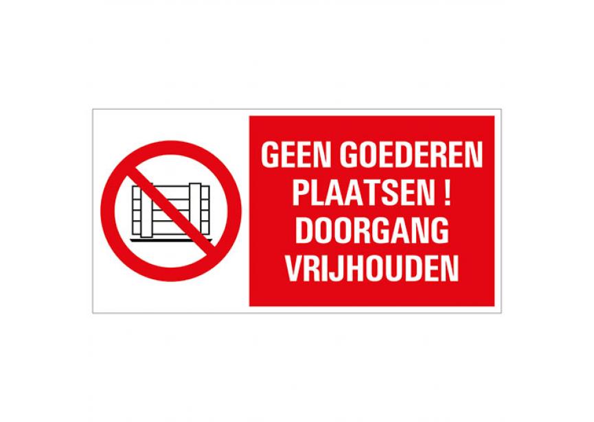 Sign.bord geen goederen plaatsen+picto 150x300